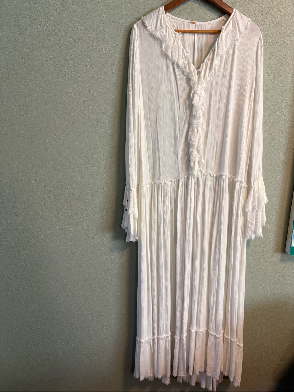 Free People White Ruffle Maxi Dress